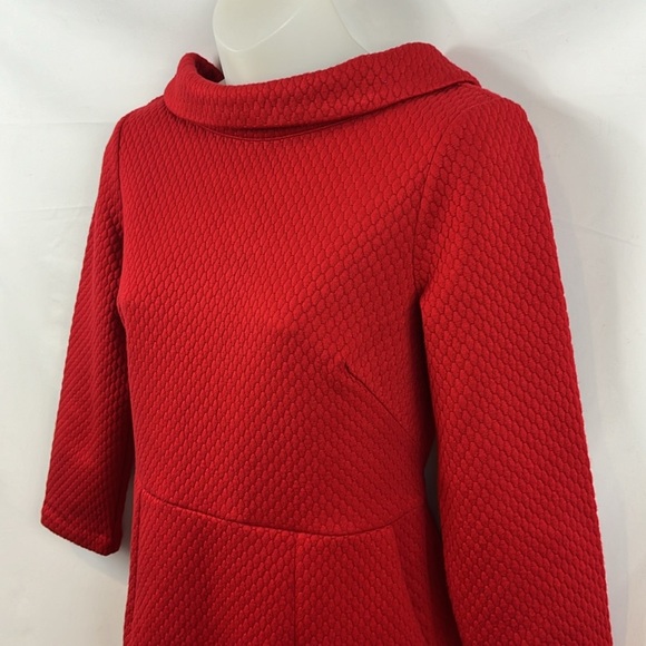 Boden Ribbed Zoe Ponte Tailored Mock Collar Pocket Red Dress Size 4 - Picture 7 of 11